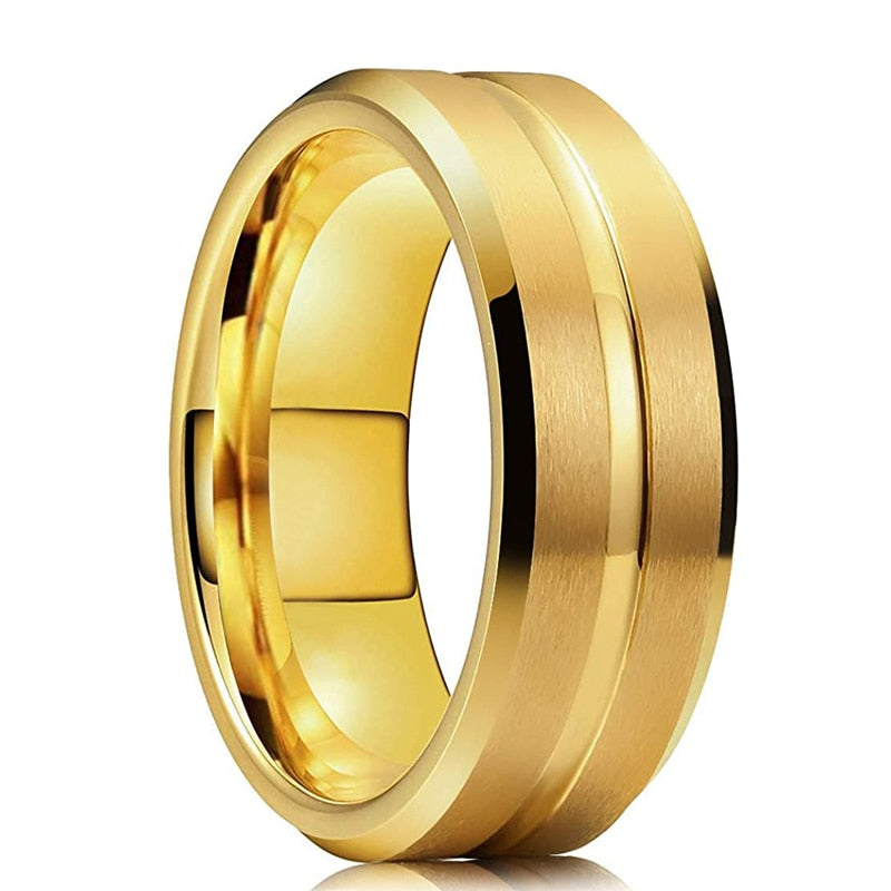 Gold on Gold Two Tone Grooved Celtic Ring