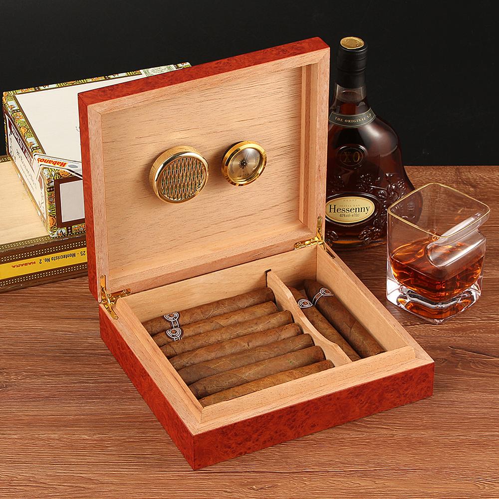 Cedar Wood Cigar Humidor Box Portable Travel Cigar Case