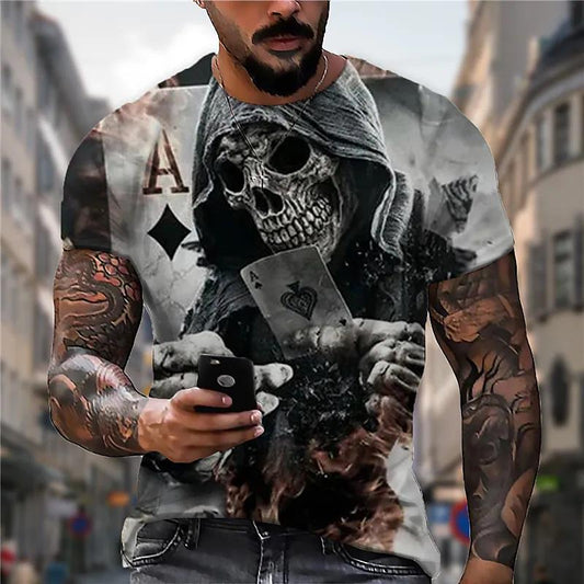 Aces Wild Grim Reaper Demon Skull Tee T Shirt