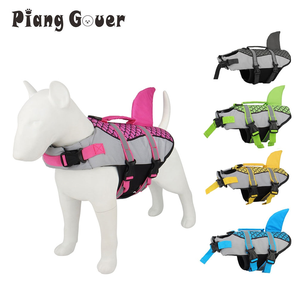 Pet Dog Life Jacket Vest Harness Shark