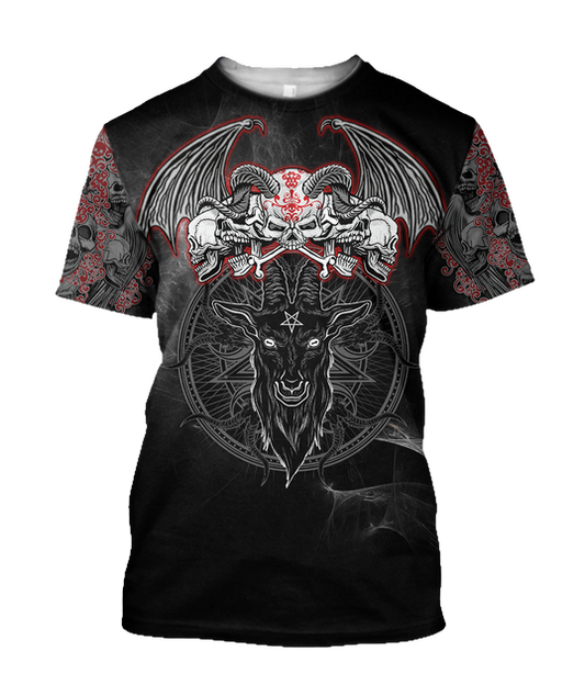 Hell Angel Goat Lucifer Satan Pagan Goth Tee T Shirt