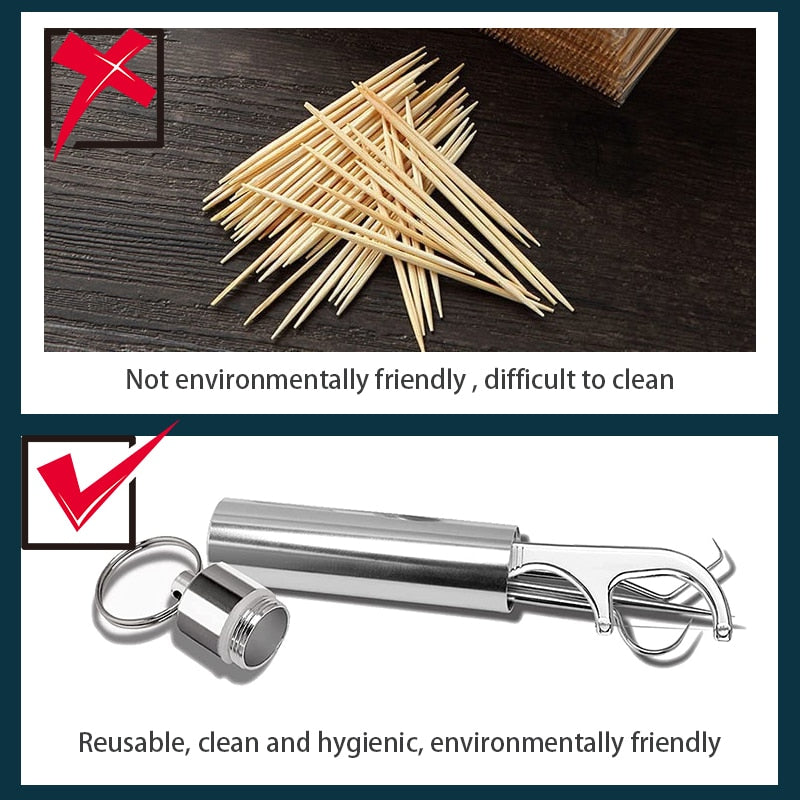 Stainless Steel Toothpick Set Tooth Flossing Reusable Toothpicks