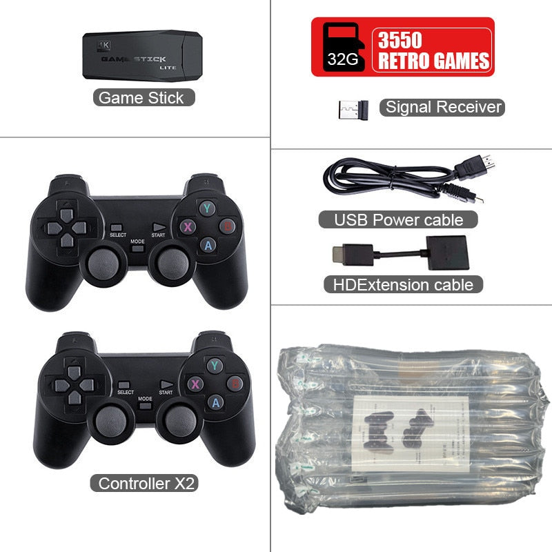 Video Game Console + Double Wireless Game Stick Retro Games