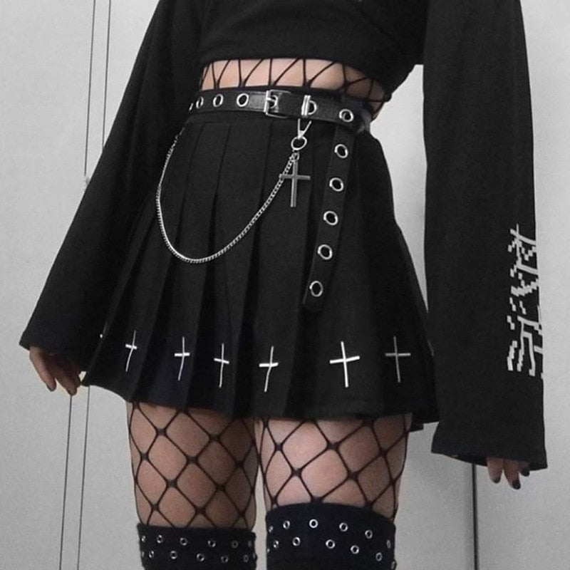 Black High Waist Mini Skirts Punk Gothic Streetwear Lolita Harajuku Skirt