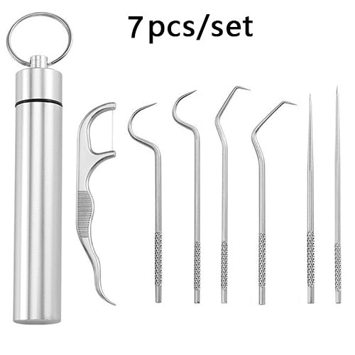 Stainless Steel Toothpick Set Tooth Flossing Reusable Toothpicks