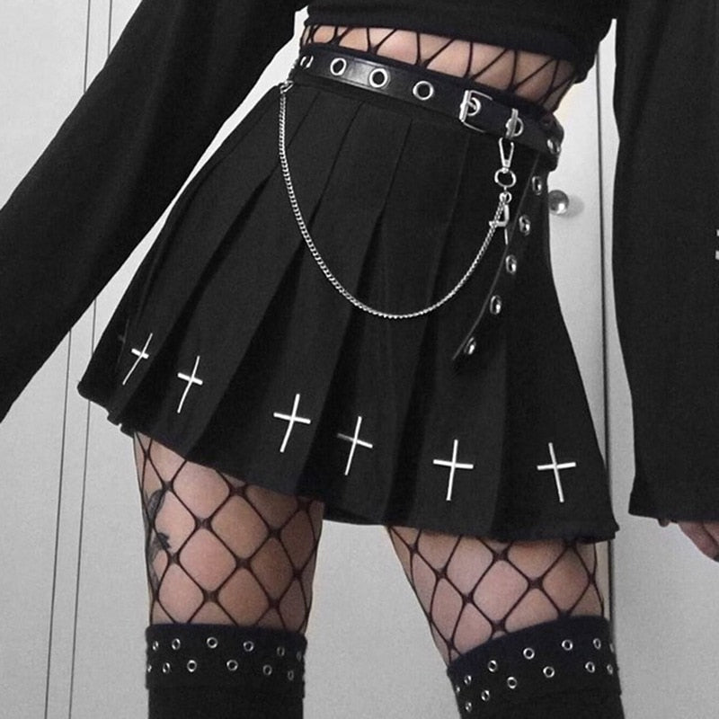 Black High Waist Mini Skirts Punk Gothic Streetwear Lolita Harajuku Skirt