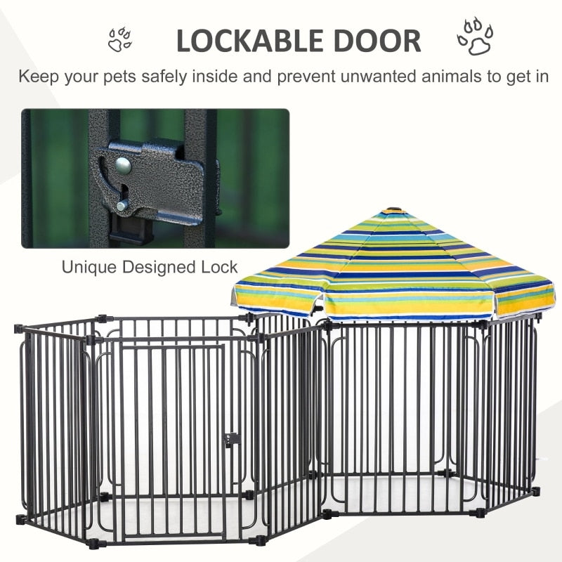 Heavy-duty Pet Playpen Kennel with Door Removable Cover Freestanding