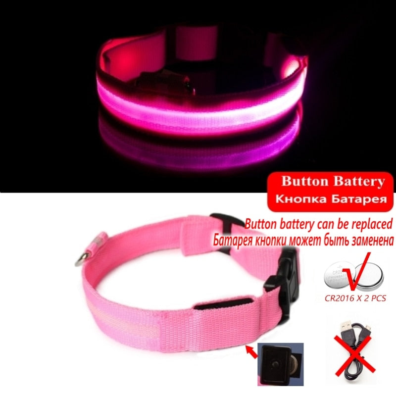 Led Dog Collar Light Night Luminous Pet Products USB Charging