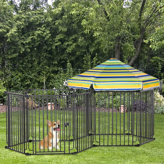 Heavy-duty Pet Playpen Kennel with Door Removable Cover Freestanding