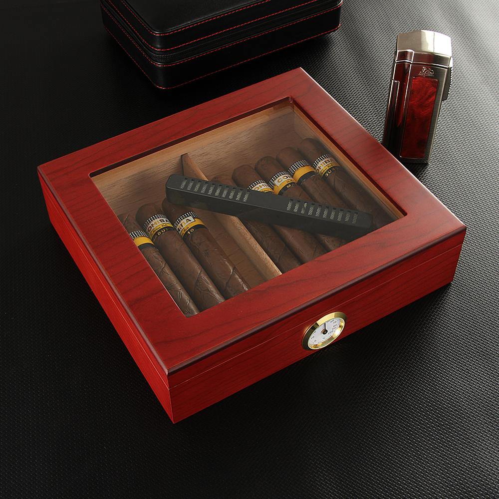 Cedar Wood Cigar Humidor Box Portable Travel Cigar Case