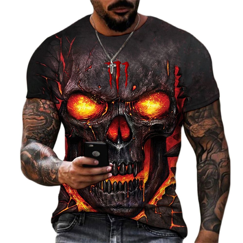 Fire Skull Flame Evil Demon Lava Hell Tee T Shirt