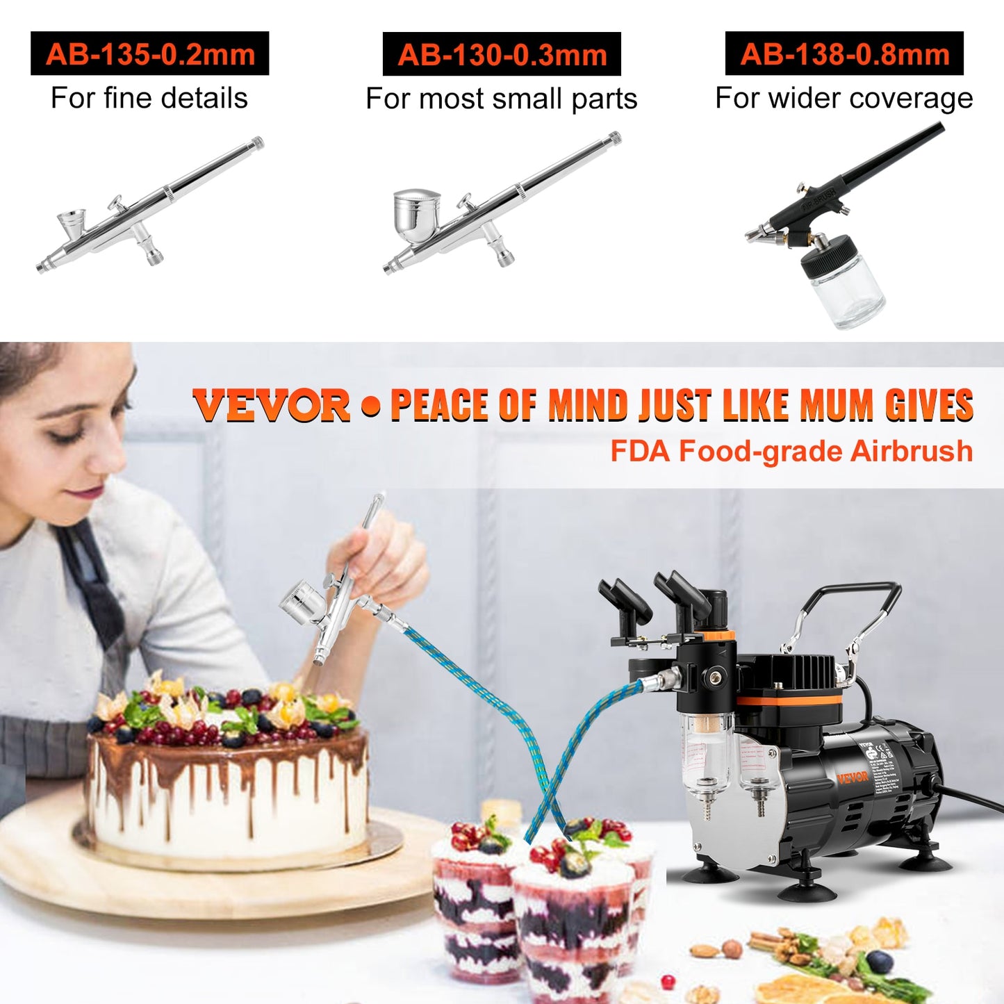 Professional Dual-Action Airbrush Kit 120W Electric Spray Gun Air Brush