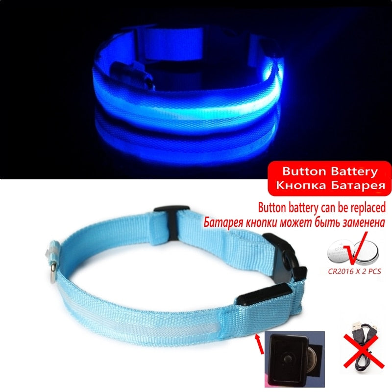 Led Dog Collar Light Night Luminous Pet Products USB Charging