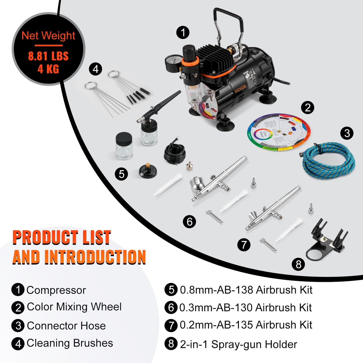 Professional Dual-Action Airbrush Kit 120W Electric Spray Gun Air Brush