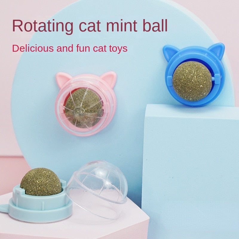 Natural Catnip Cat Wall Stick-on Ball Toy Treats Healthy