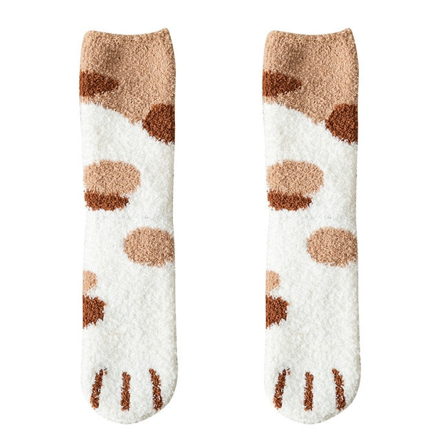 Kawaii Cartoon Socks Cat Paw Pattern Warm