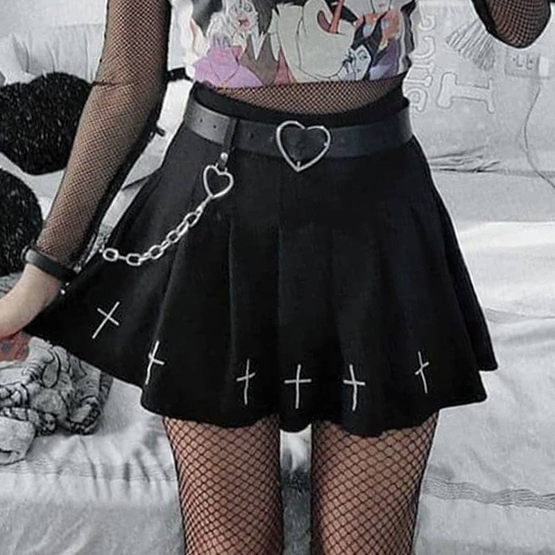 Black High Waist Mini Skirts Punk Gothic Streetwear Lolita Harajuku Skirt