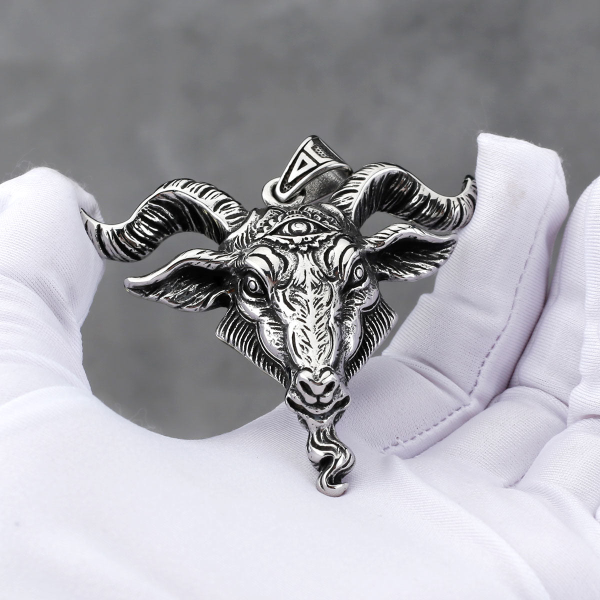 Stainless Steel Viking Lucifer Satan Ram Pendant Necklace