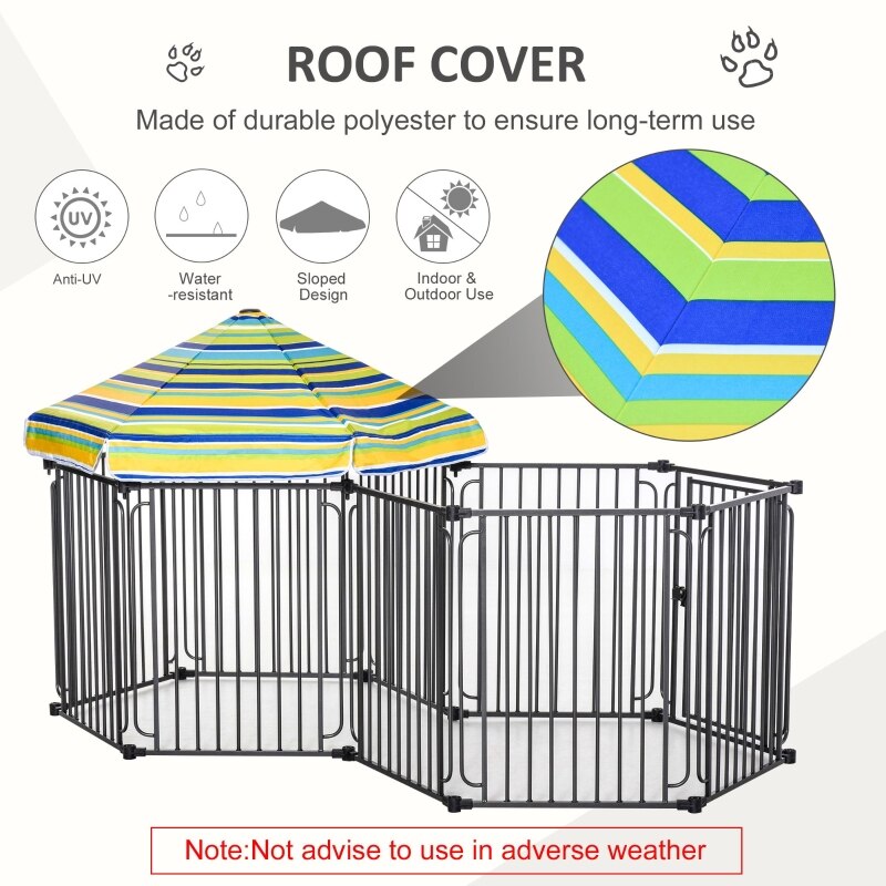 Heavy-duty Pet Playpen Kennel with Door Removable Cover Freestanding