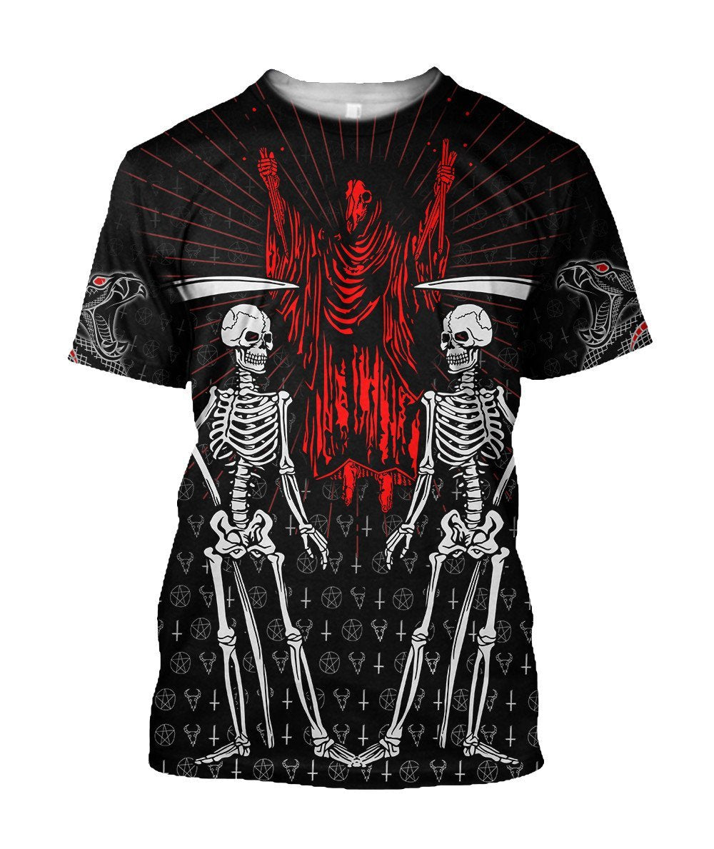 Jesus Skulls Skeletons Reaper Tee T Shirt