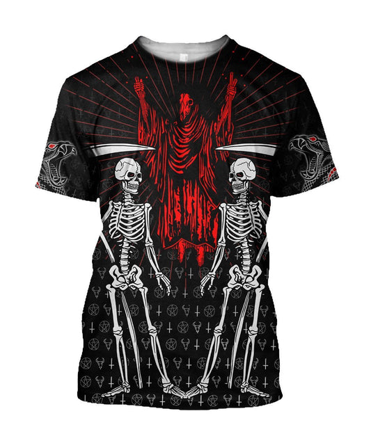 Jesus Skulls Skeletons Reaper Tee T Shirt