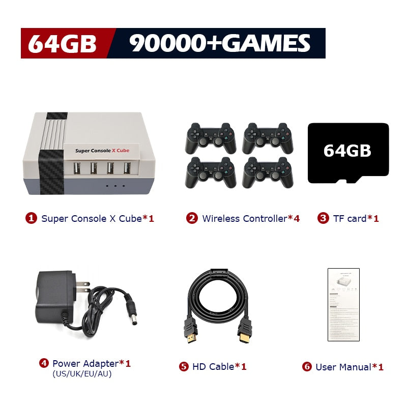 Super Console X Cube Retro Game Console Up To 117000 Video Games 70 Emulators for PSP/PS1/DC/N64/MAME with Gamepads