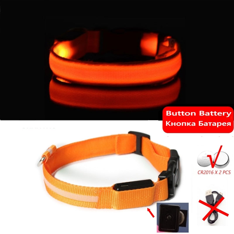 Led Dog Collar Light Night Luminous Pet Products USB Charging