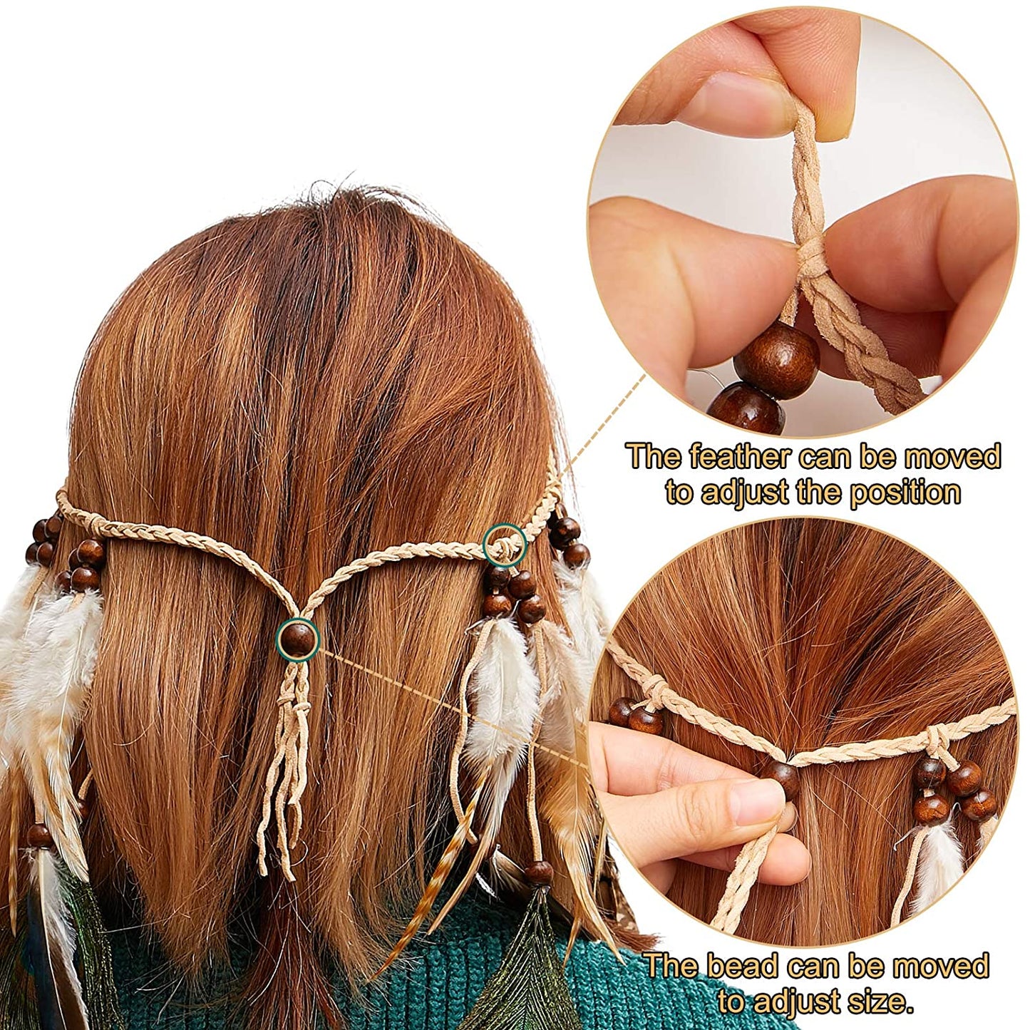 Adjustable Indian Head Dress Peacock Feather Hair Band