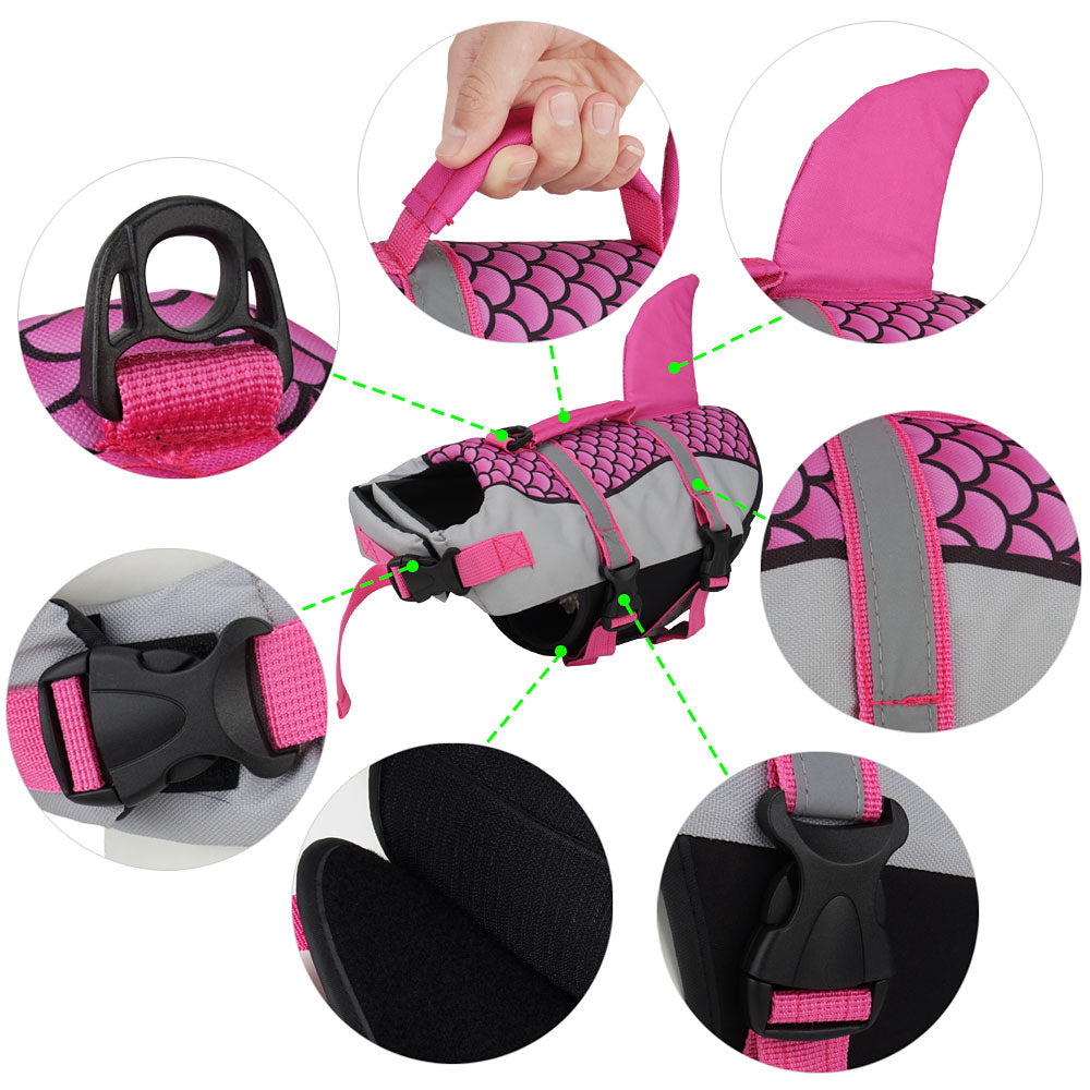 Pet Dog Life Jacket Vest Harness Shark