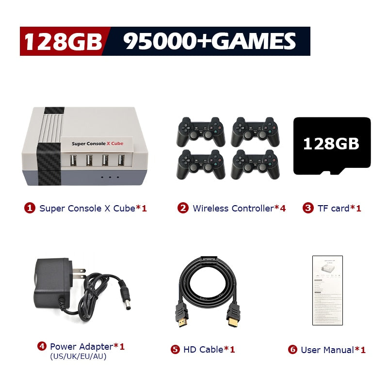 Super Console X Cube Retro Game Console Up To 117000 Video Games 70 Emulators for PSP/PS1/DC/N64/MAME with Gamepads