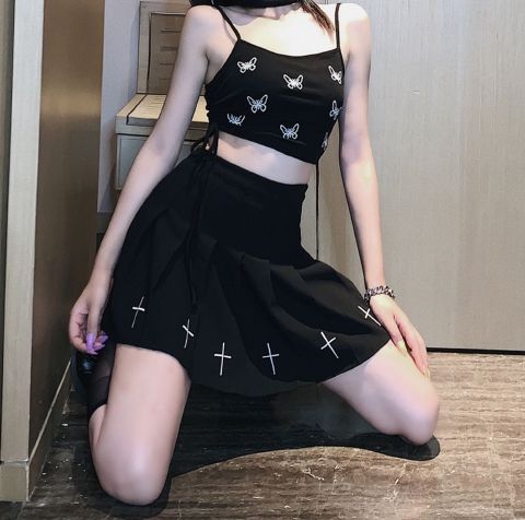 Black High Waist Mini Skirts Punk Gothic Streetwear Lolita Harajuku Skirt