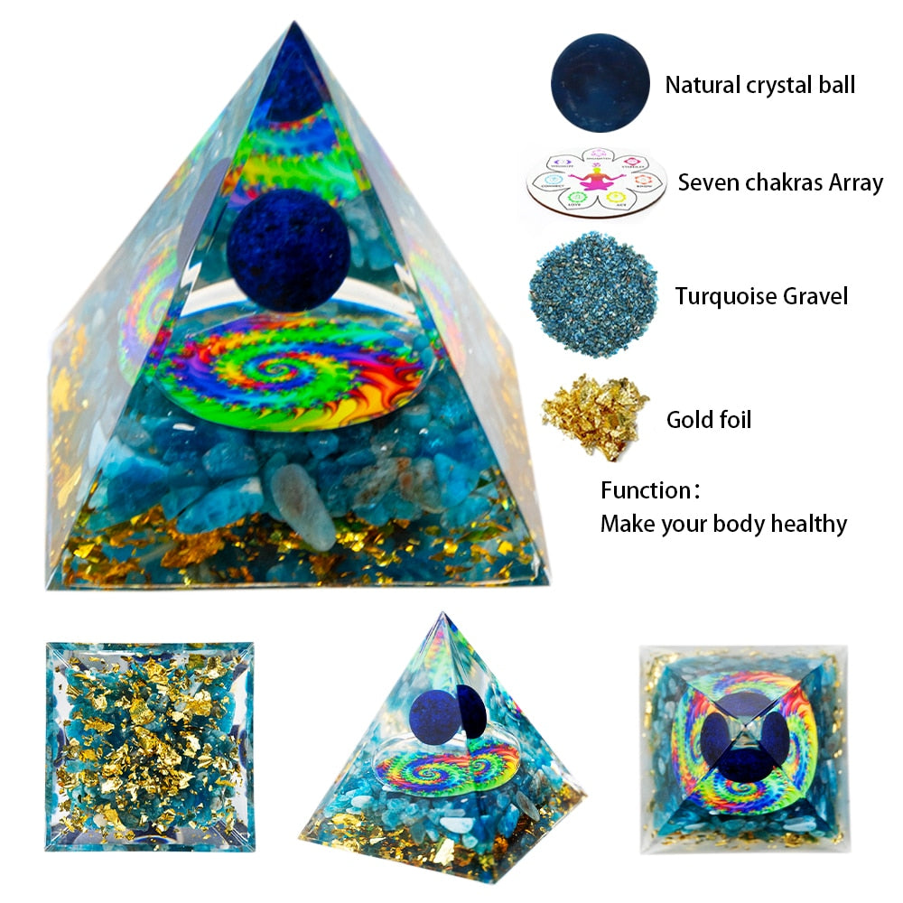 Energy Pyramid Orgonite Natural Amethyst Ball Healing Crystals Chakra