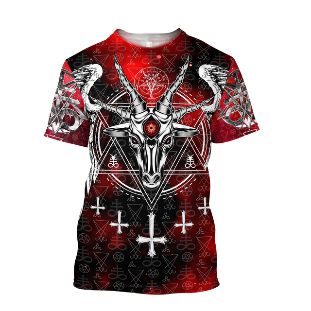 Satan Devil T Shirts Full Print Short Sleeve Goth Pagan Lucifer