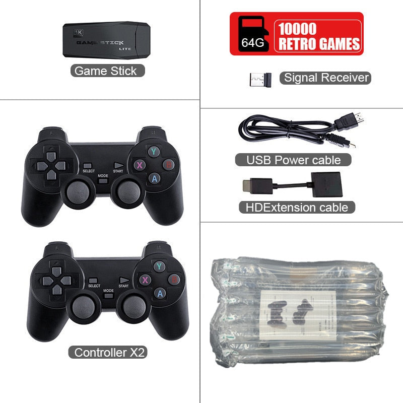 Video Game Console + Double Wireless Game Stick Retro Games