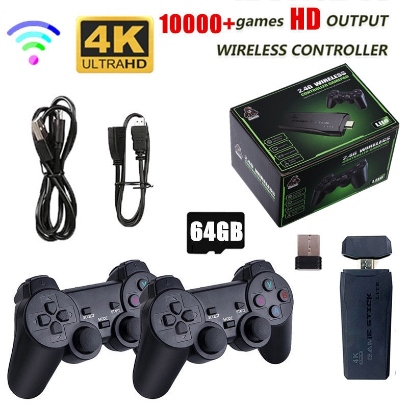 Video Game Console + Double Wireless Game Stick Retro Games