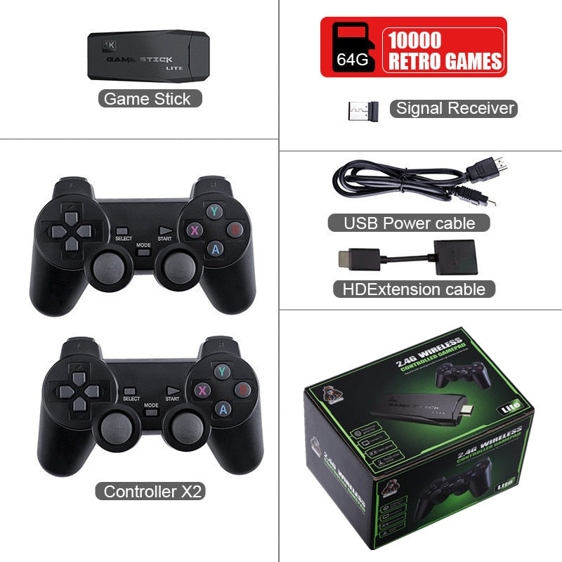 Video Game Console + Double Wireless Game Stick Retro Games