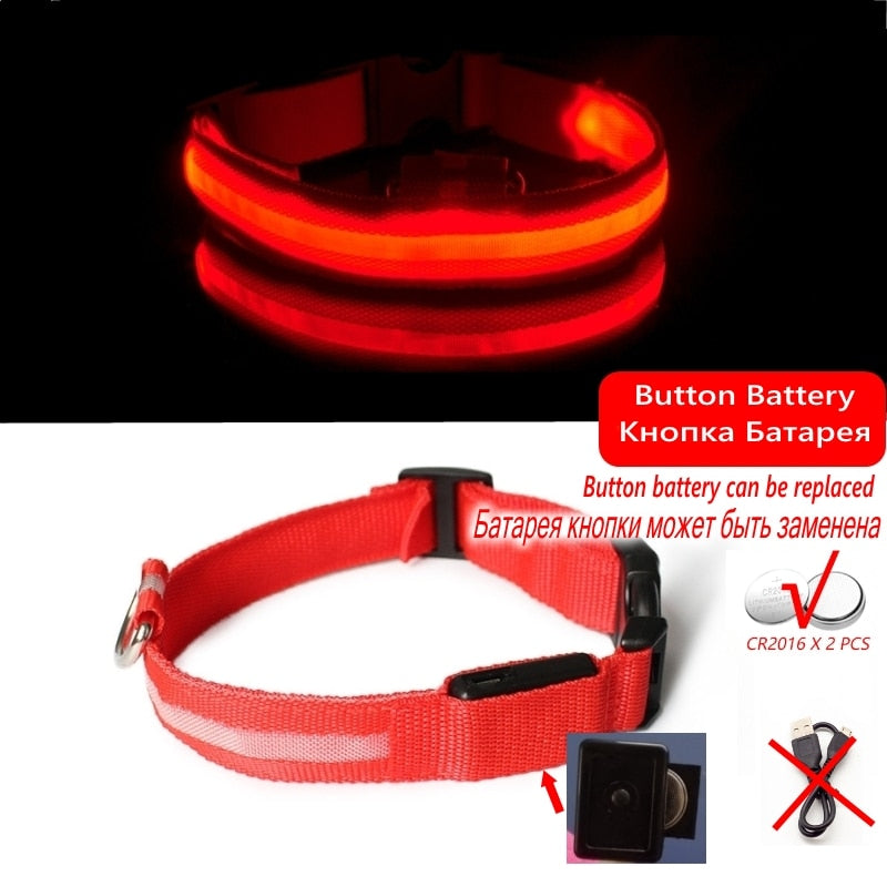 Led Dog Collar Light Night Luminous Pet Products USB Charging