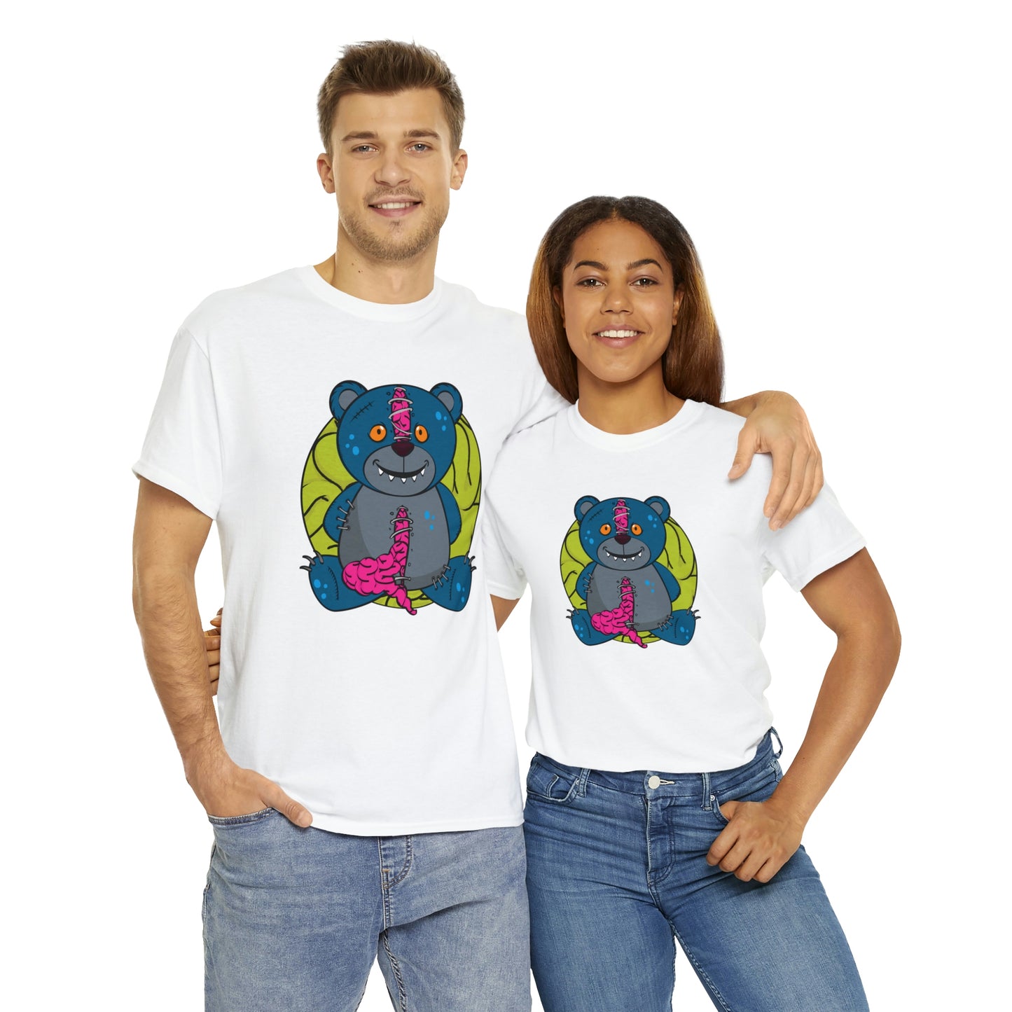 Zombie Brain Teddy Bear Unisex Heavy Cotton Tee