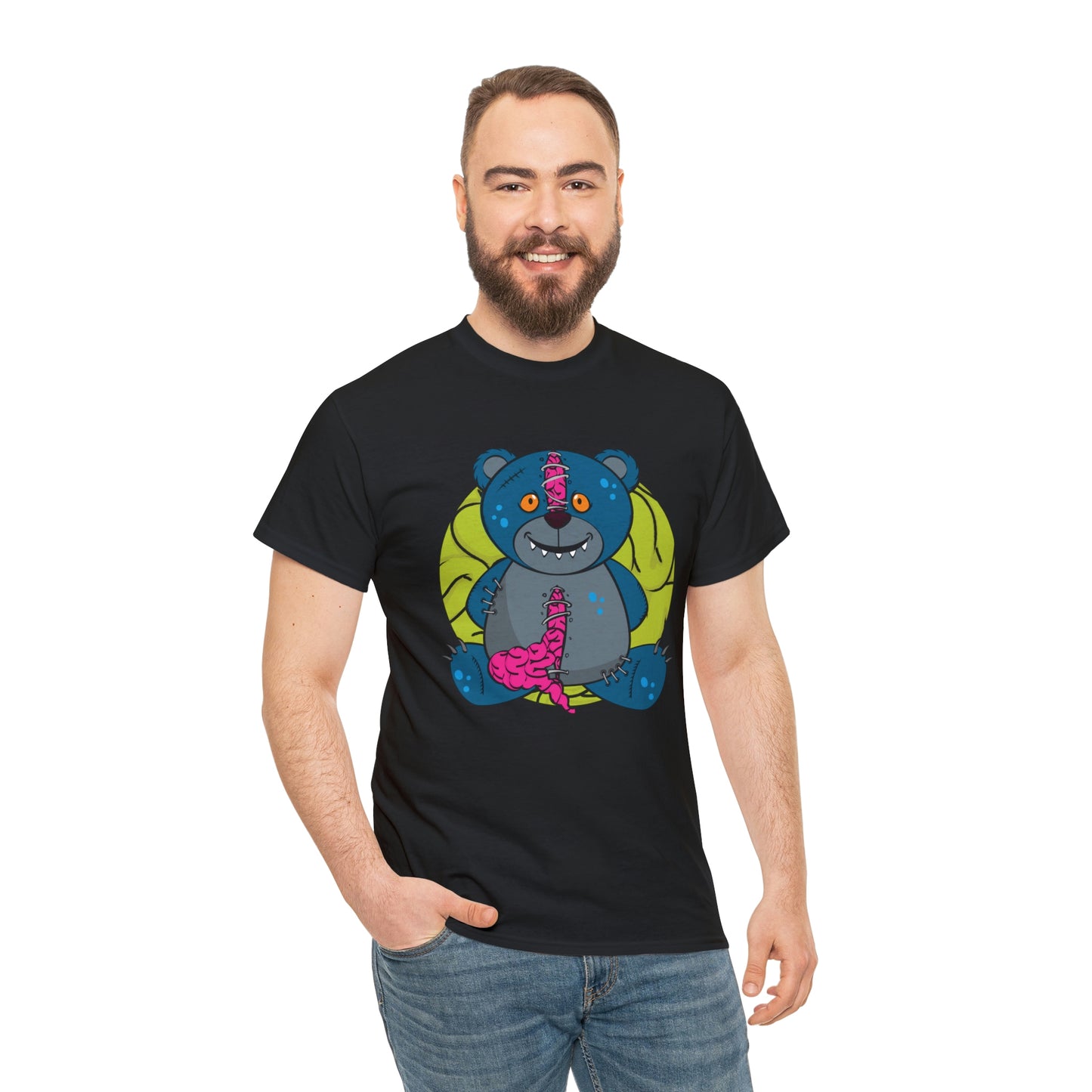 Zombie Brain Teddy Bear Unisex Heavy Cotton Tee