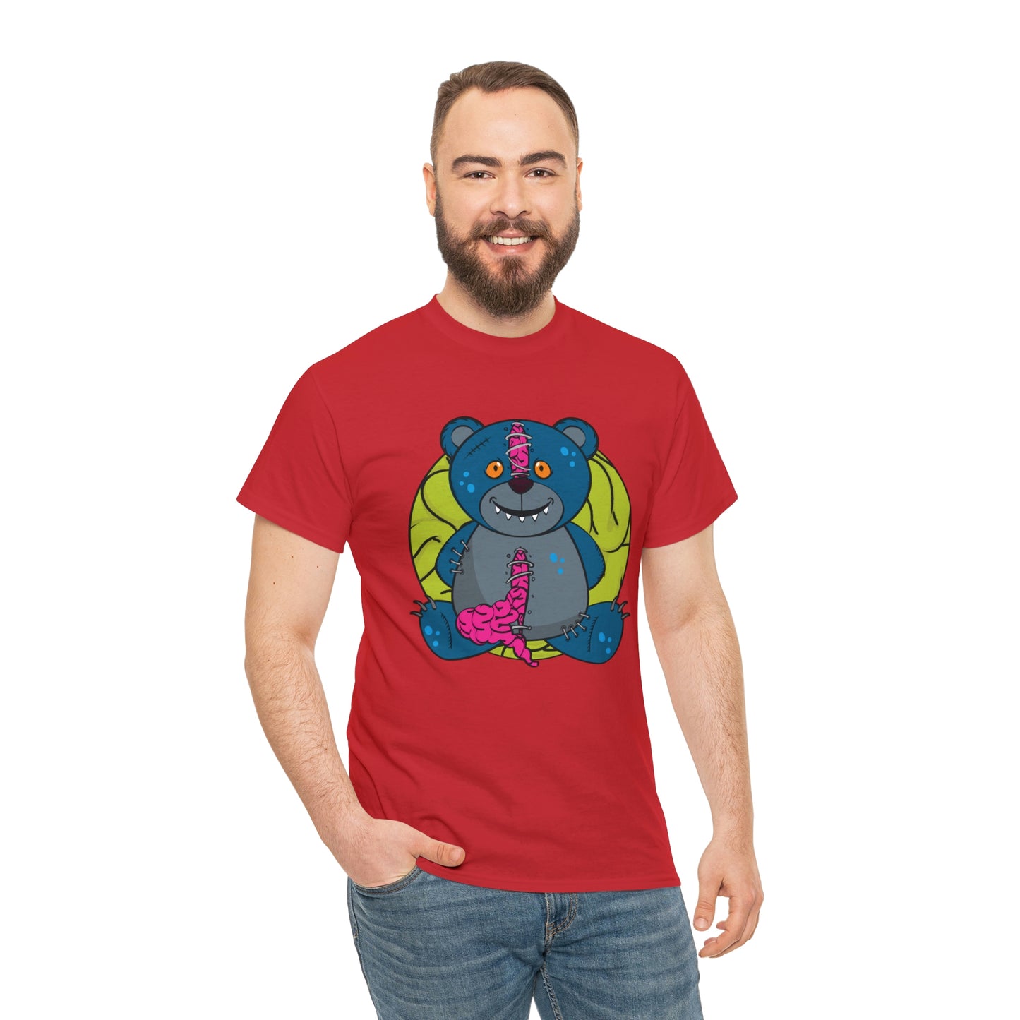 Zombie Brain Teddy Bear Unisex Heavy Cotton Tee