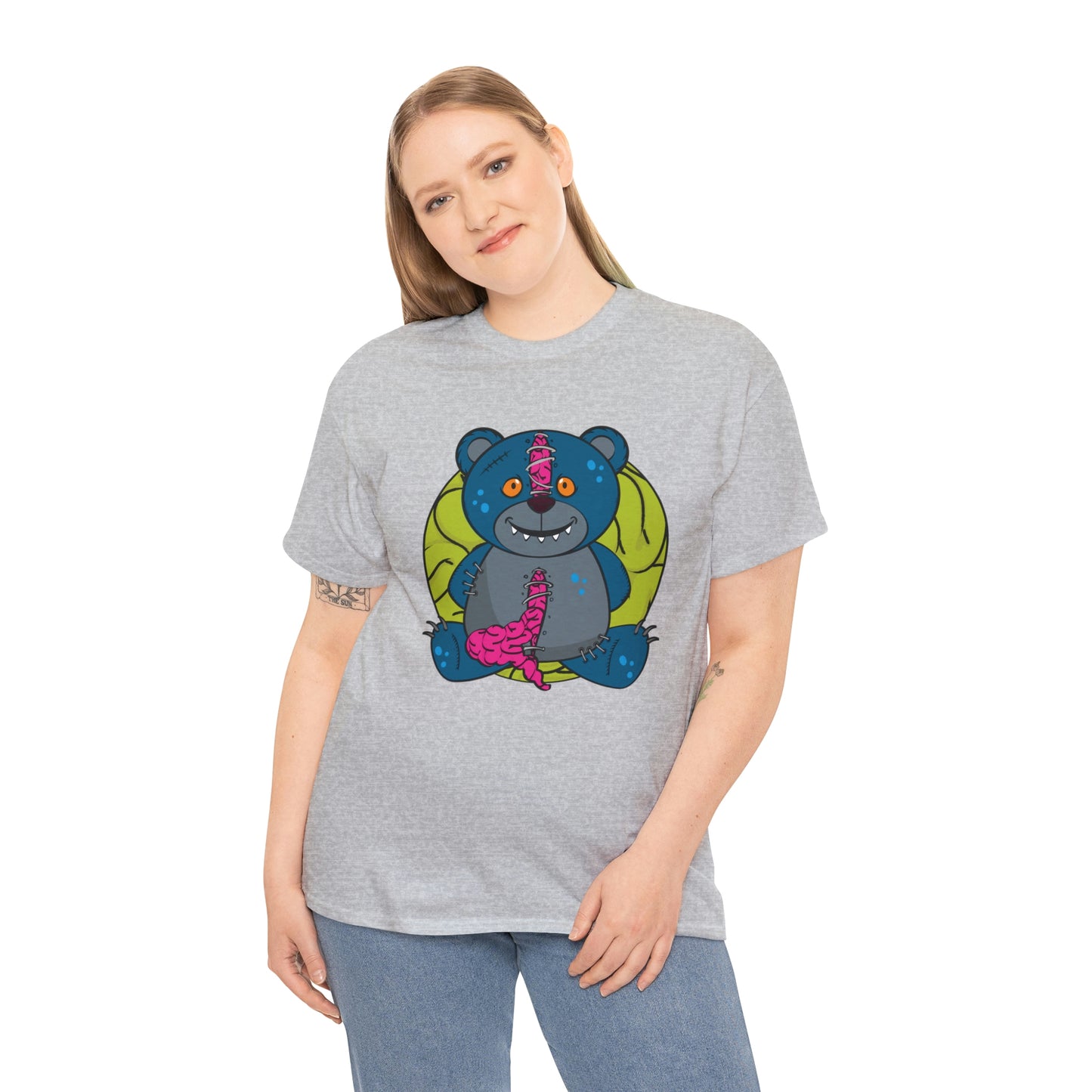 Zombie Brain Teddy Bear Unisex Heavy Cotton Tee