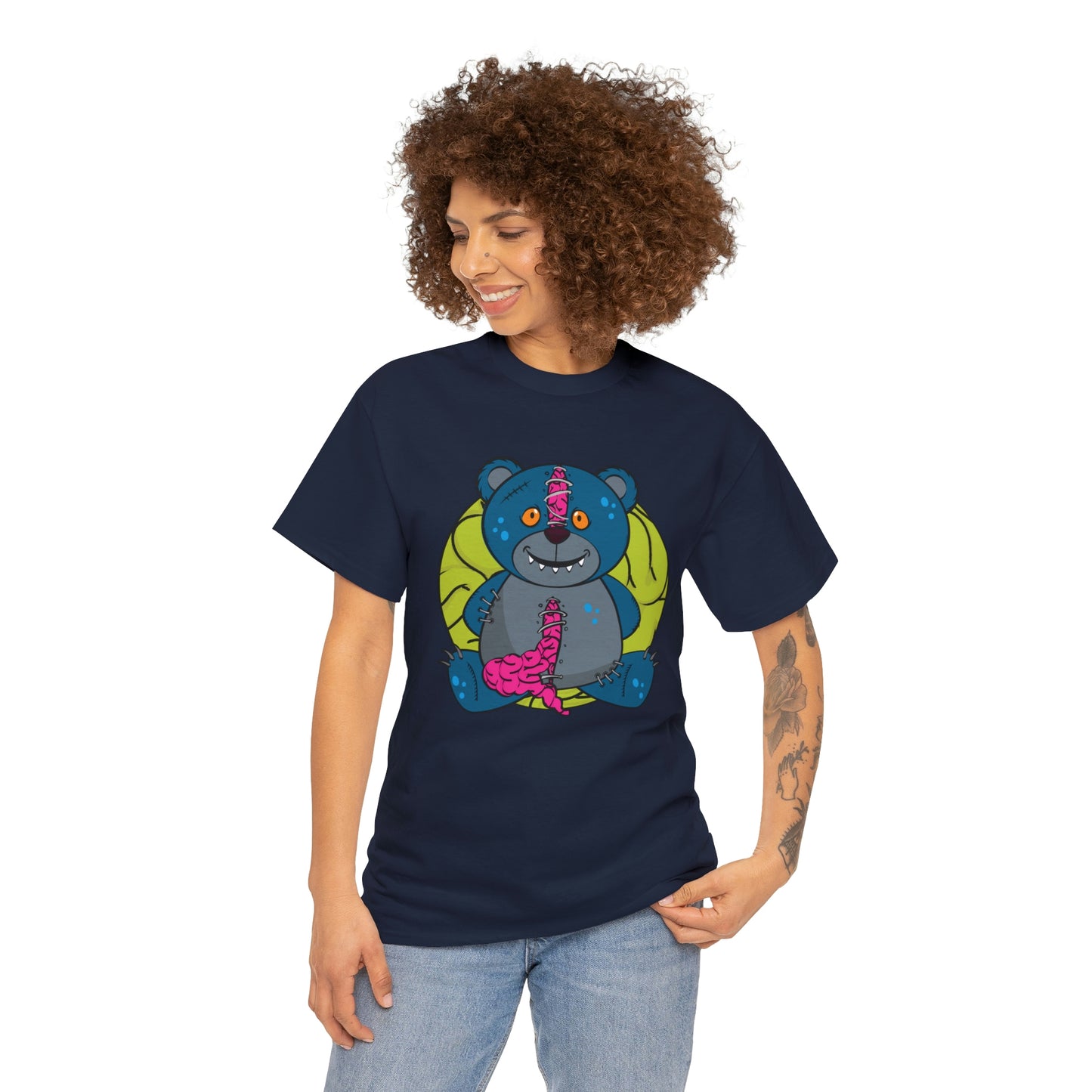 Zombie Brain Teddy Bear Unisex Heavy Cotton Tee